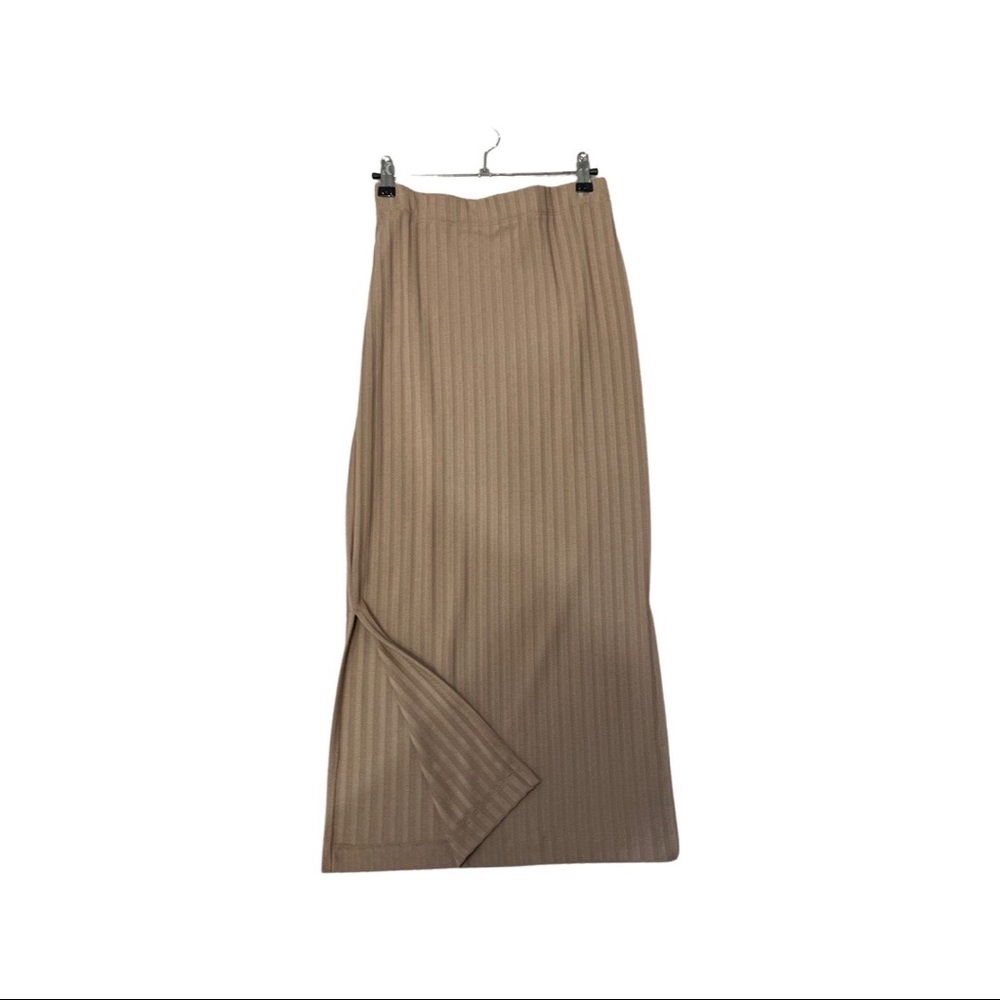 H&M camel midi ribbed skirt with slit